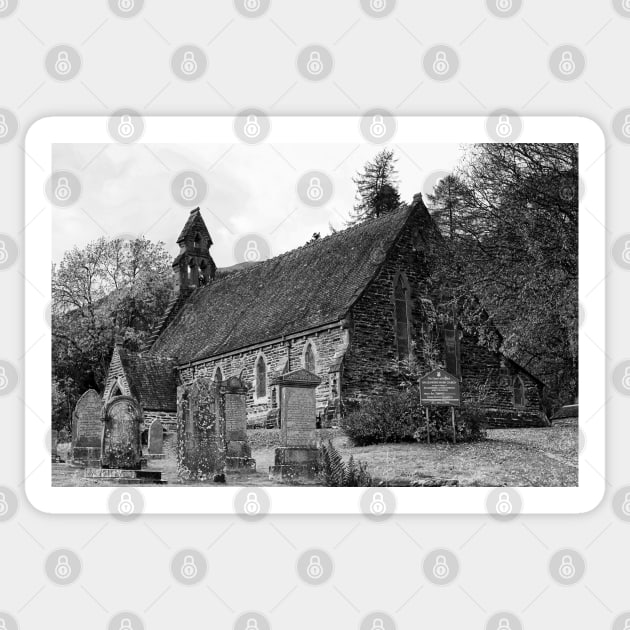 Rob Roy MacGregor's Church and Graveyard B&W Sticker by Jane Braat